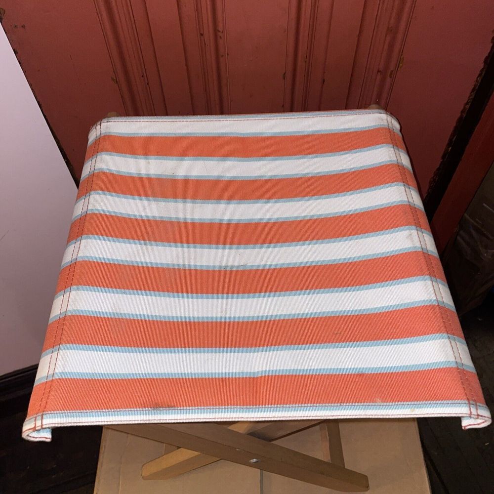 SOLBLEKT Stool, foldable eucalyptus, stripe orange - IKEA - Picture 3 of 16